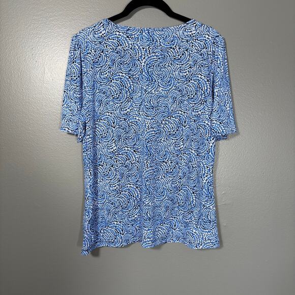 Michael Kors Women's Blue Swirl Y2K Buckle Accent Top - Medium - Empire Waist - Picture 7 of 7